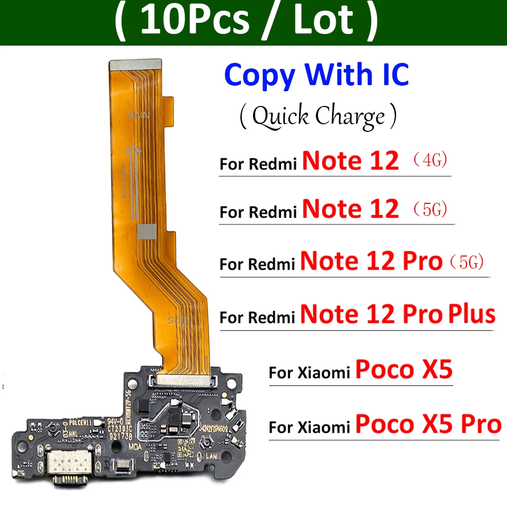 10 шт. Новый Для Xiaomi Poco X5 Pro Redmi Note 12 Pro Plus 4G 5G USB Зарядное Устройство Порт Зарядки Док-станция Разъем Micro Board Гибкий Кабель