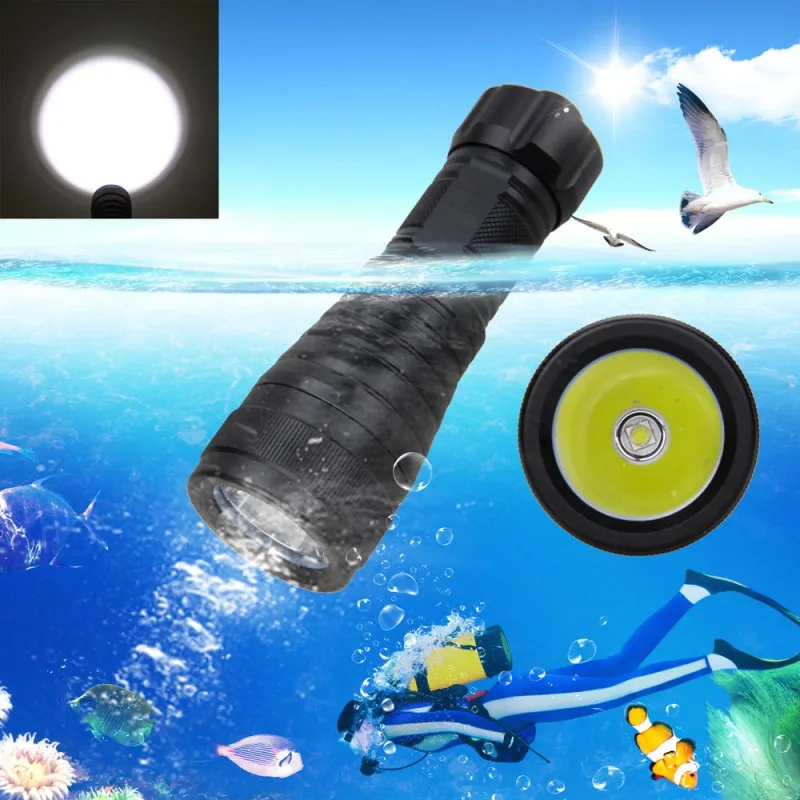 10000 люмен светодиодный фонарик для дайвинга, водонепроницаемый, с твердым анодированием, подводный, 200-метровый, для подводного плавания, 1-режимный, тактический фонарь, лампа