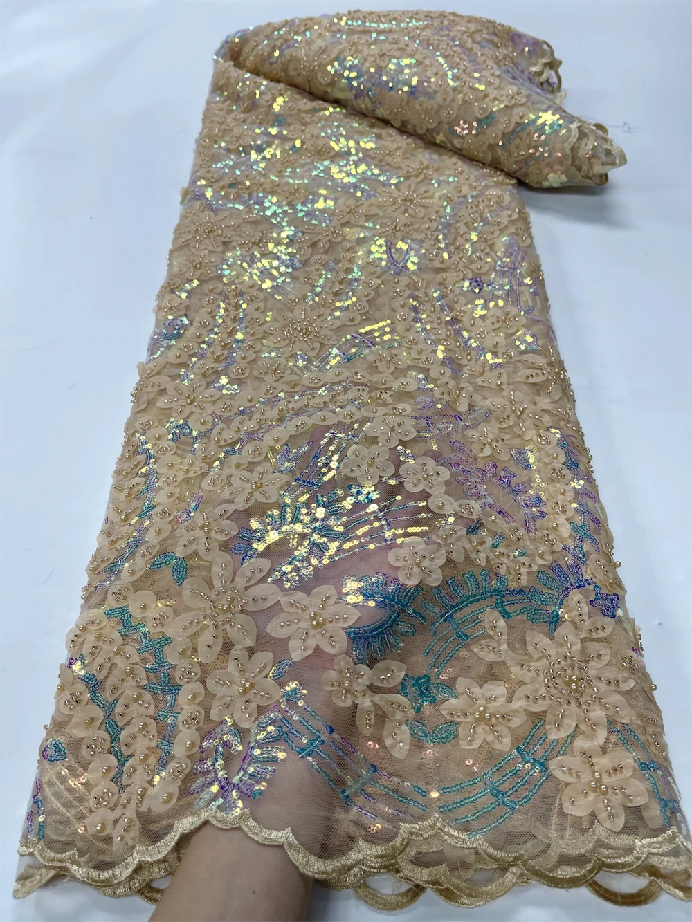 2023 Высококачественная африканская Нигерийская Тюлевая кружевная ткань для Шитья свадебного платья, платье с вышивкой, Чистая ткань 5 ярдов