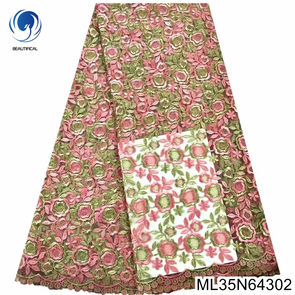2023 Красивое Зеленое вечернее платье из африканской кружевной ткани для женщин Высокого качества Bestway ML35N643