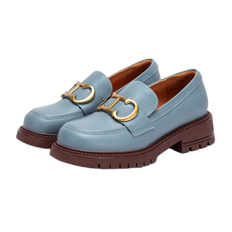 2023 Новая Женская обувь Роскошного дизайна, повседневная водонепроницаемая женская обувь для путешествий в стиле ретро на толстой подошве, маленькие кожаные туфли