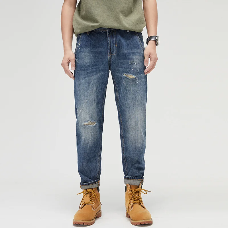 2023 Новые Зимние и осенние мужские повседневные хлопчатобумажные Длинные брюки, модные ветрозащитные мужские джинсы