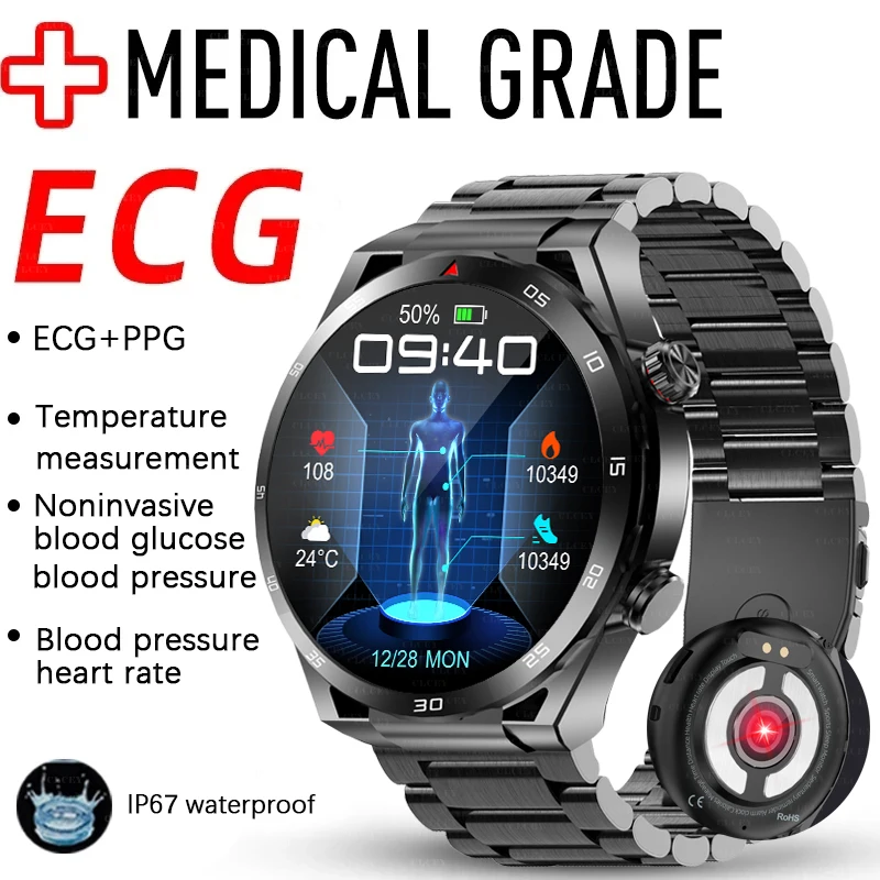 2023 Новые мужские и женские Смарт-часы для измерения уровня глюкозы в крови с поддержкой Bluetooth, водонепроницаемые модные часы IP67, смарт-часы Android