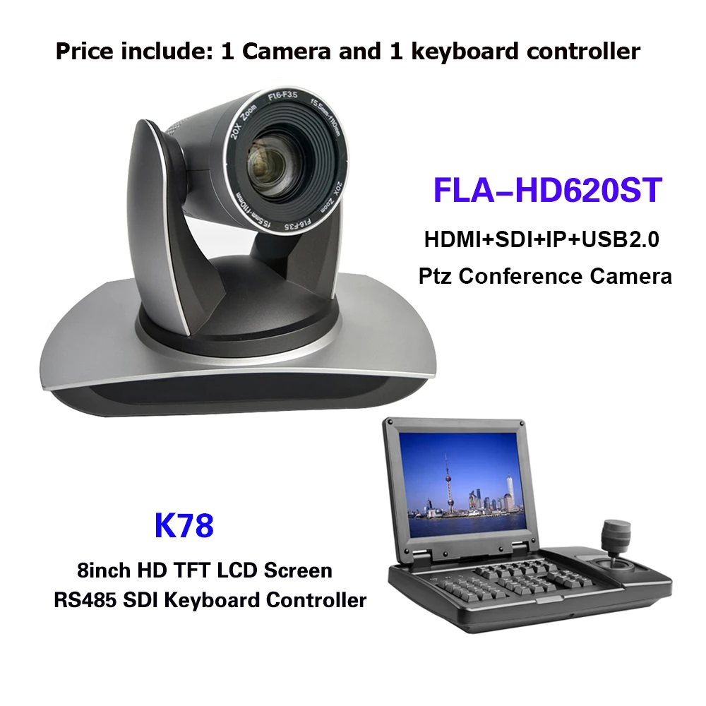 3D джойстик 8-дюймовый ЖК-контроллер клавиатуры с 20-кратным увеличением PTZ Камера видеоконференции PTZ H265 для вещания и Blackmagic