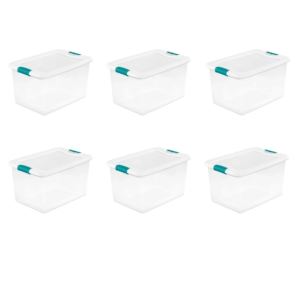 64 Qt. Защелкивающаяся коробка пластиковая, белая, набор из 6 ящиков для хранения, органайзер для ванной комнаты