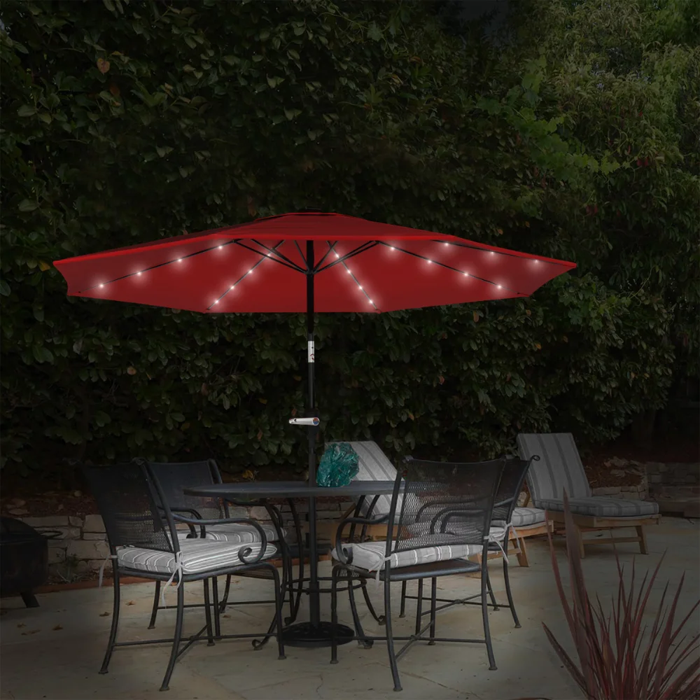 75% Полиэстер, 10-футовый зонт для патио с солнечной светодиодной подсветкой, 120,00x12,00x96,00 Дюймов