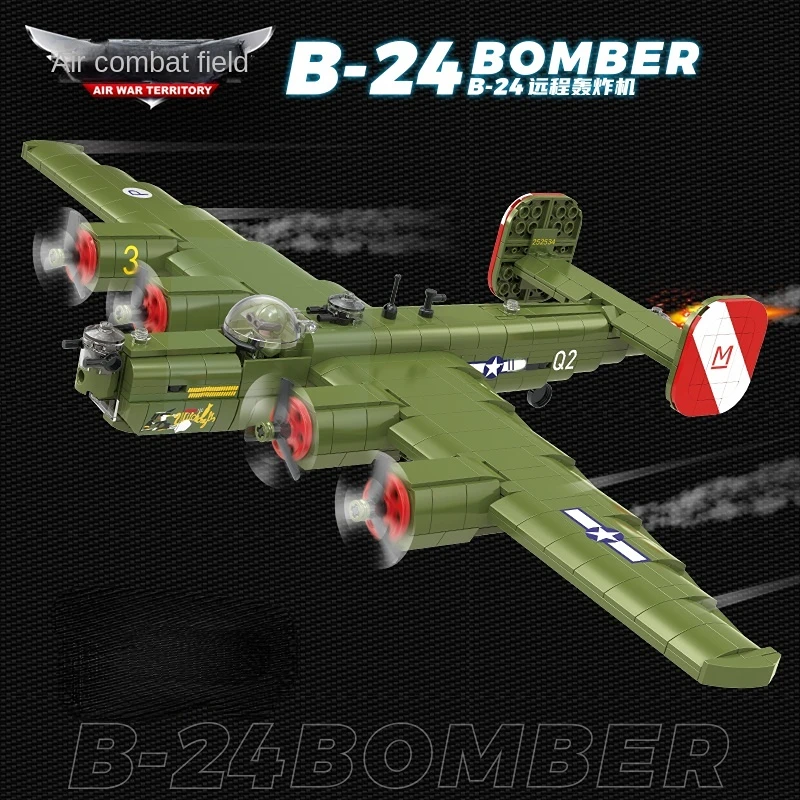 788ШТ Армейский Военный Классический Бомбардировщик Второй мировой войны Boeing B24, Модель Истребителя, Строительные блоки, Кирпичи, Детские игрушки, подарок