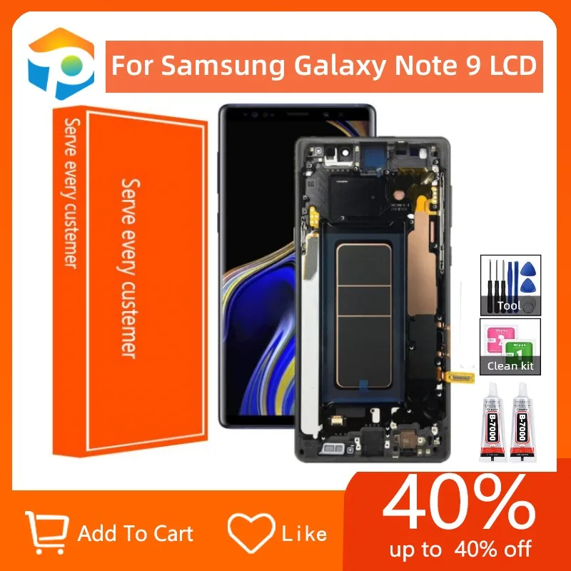 AMOLED для Samsung Galaxy Note 9 Замена экрана с рамкой для Samsung N960 Замена экрана SM-N960u N960a N960w LCD