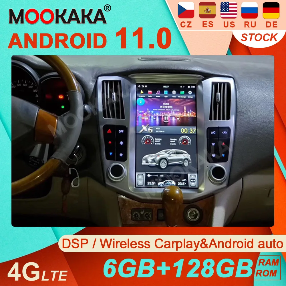 Android 11 128G 2DIN Tesla Для Lexus RX 2004-2007 Автомобильный Магнитофон Мультимедийный Плеер GPS Навигация Авто Стерео Головное Устройство