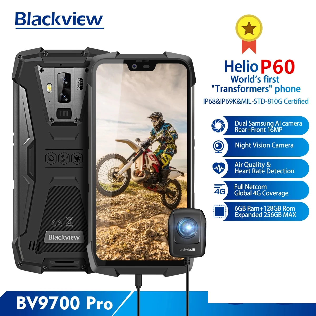 Blackview BV9700 Pro 6 + 128 IP68/IP69K Прочный мобильный телефон Helio P60 Восьмиядерный мобильный телефон 5,84 