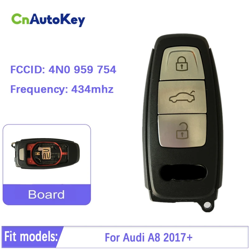 CN008069 Оригинальный OEM Smart Remote Key Control Автомобильный Брелок 3 Кнопки Для Audi A8 2017 + 434 МГц Keyless Go 4N0959754 FCCID 4N0 959 754