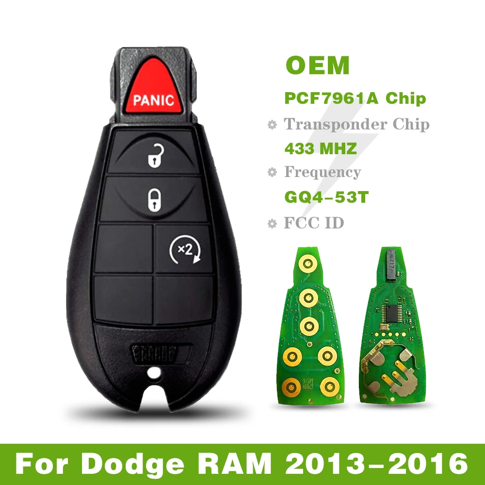 CN087010 Оригинальный 4 Кнопки Для Dodge RAM 2013-2016 Smart Remote Fobik Ключ 433 МГц PCF7961A Чип FCCID GQ4-53T