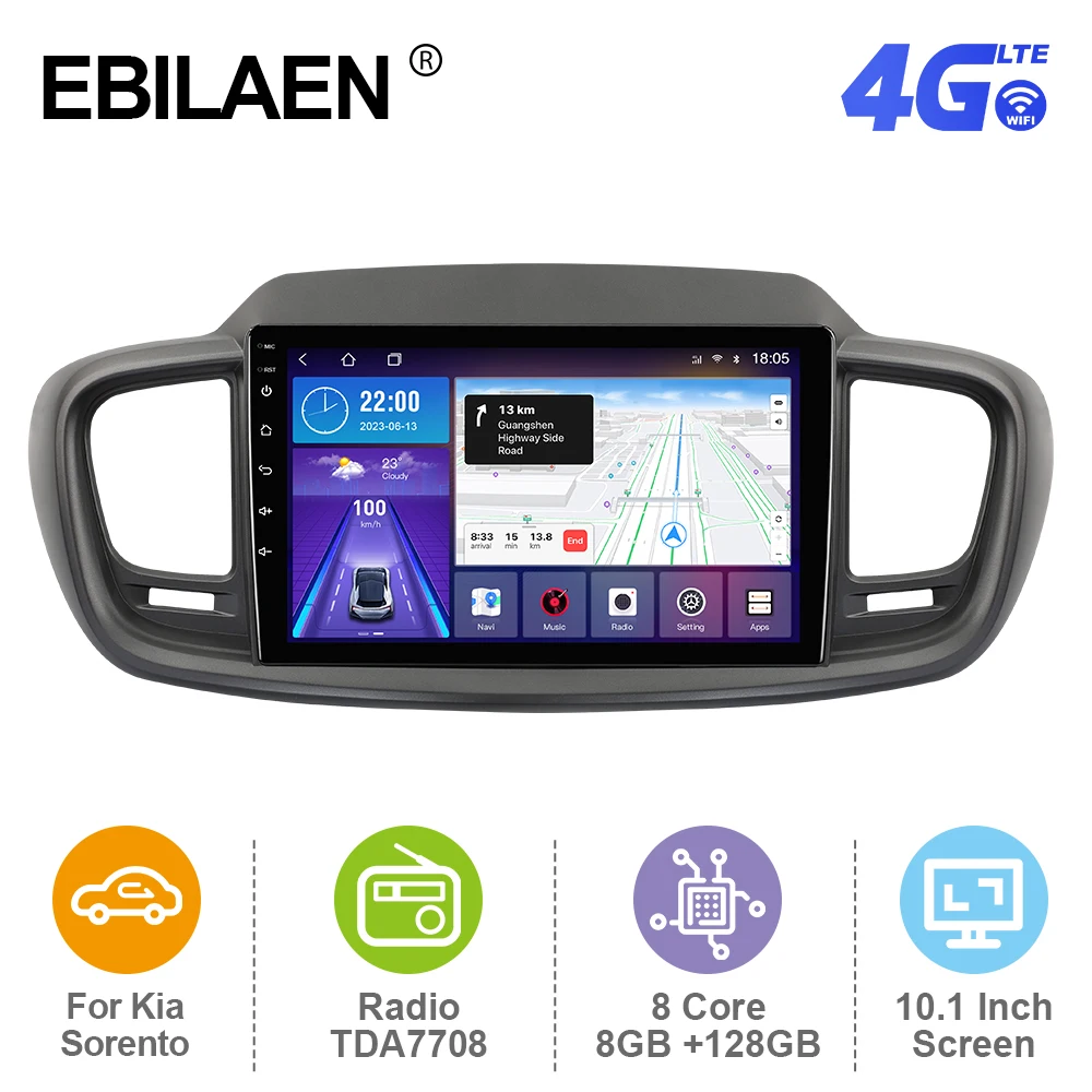 EBILAEN Android 12 Автомобильный Радиоприемник Для Kia Sorento 3 2014-2017 Мультимедийный Плеер GPS RDS Навигация Carplay Авторадио 4G