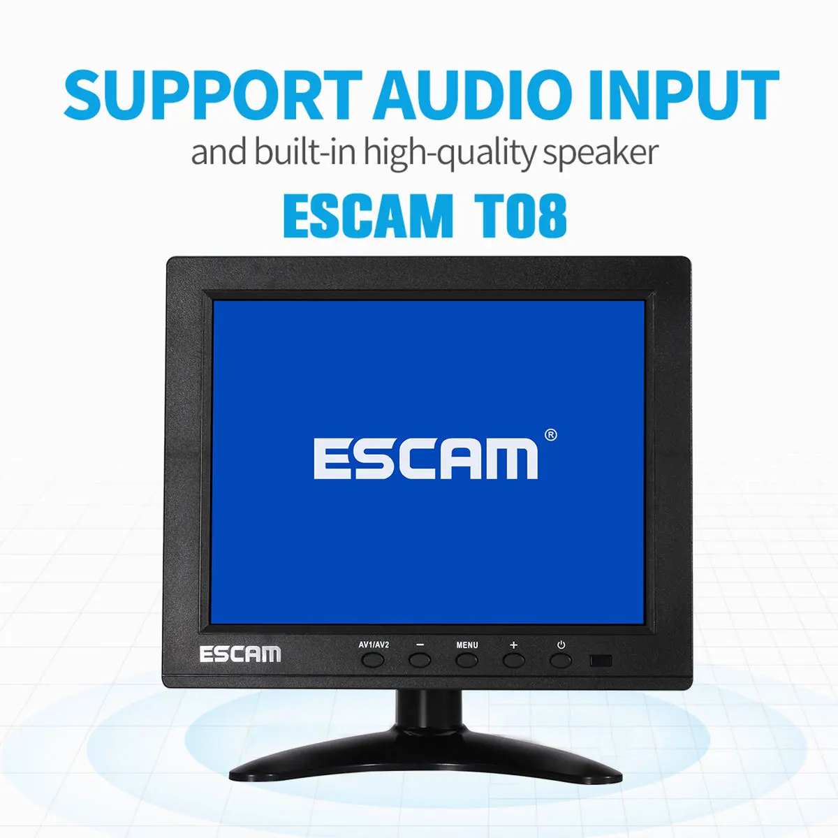 ESCAM T08 8-дюймовый TFT LCD 1024х768 Монитор видеонаблюдения с поддержкой VGA HDMI AV BNC USB для ПК, камера видеонаблюдения
