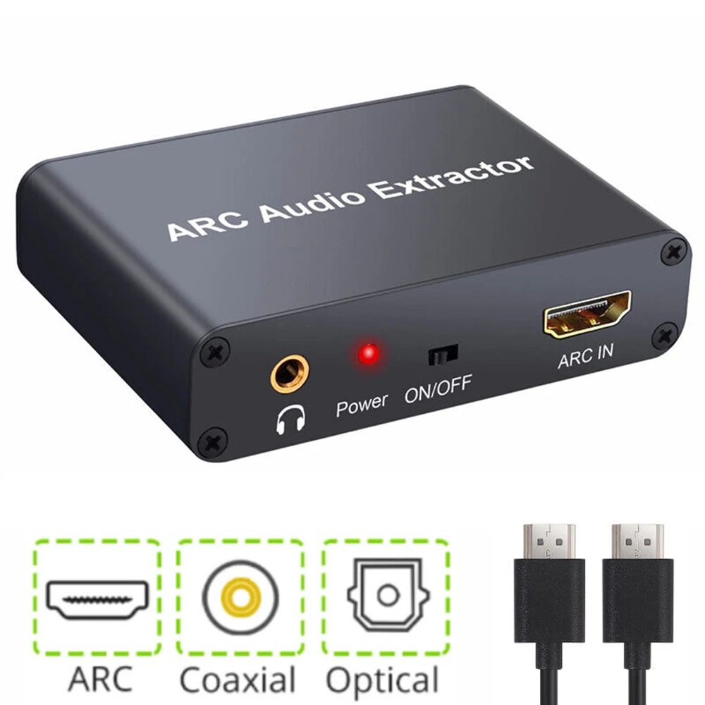 HDMI ARC Аудиоадаптер SPDIF Jack Extractor Конвертер Обратного канала Для Оптоволокна RCA 3,5 мм Разъем для наушников Выходной Преобразователь для телевизора