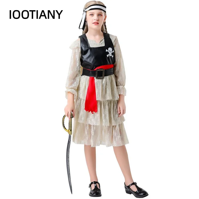 IOOTIANY Карнавальный костюм на Хэллоуин для девочек, детское пиратское платье, Фантазия, одежда для косплея 2023