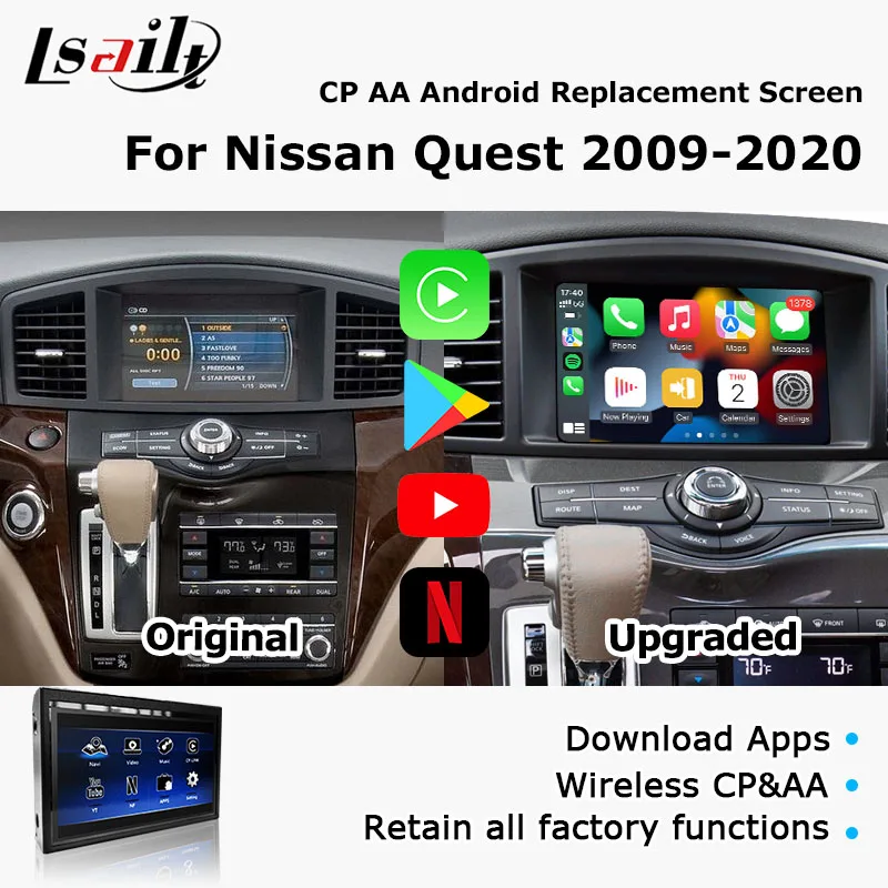 Lsailt CP AA Android Сменный экран для Nissan Quest, Elgrand E52 2009-2020 IPS HD Экран с зеркальной ссылкой, Google Play