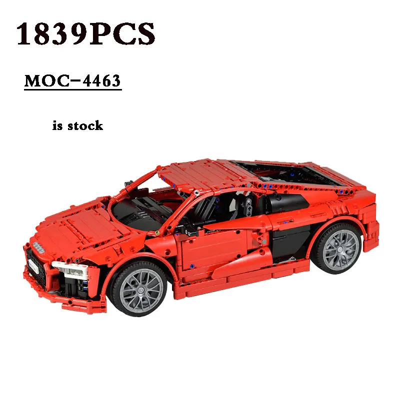 Moc-4463 Строительный блок R8, модификация спортивного автомобиля, Статическая модель игрушки, 1839 шт., строительный блок, игрушка, Сделай сам, подарок на день рождения