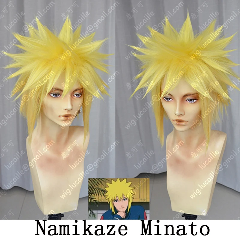 Namikaze Minato Короткие Золотистые светлые слоистые синтетические Волосы Косплей Парик + шапочка для парика