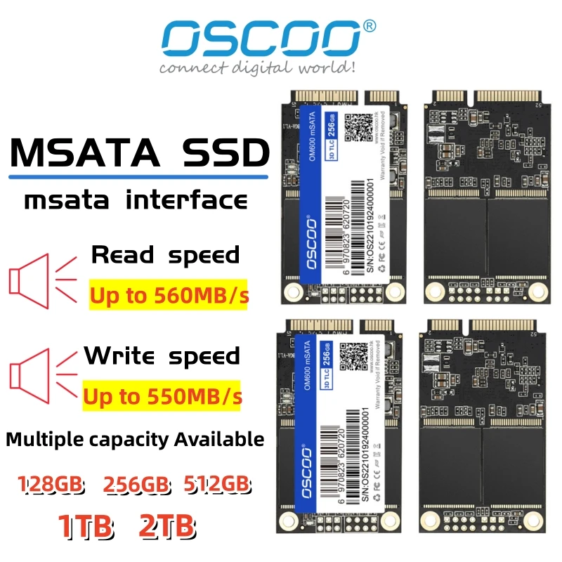 OSCOO MSATA SSD 3050 мм Твердотельный диск 2 ТБ 1 ТБ 512 ГБ 256 ГБ 128 ГБ Жесткие диски Оригинальный Чип MLC для Компьютера Ноутбука HP MSATA SSD