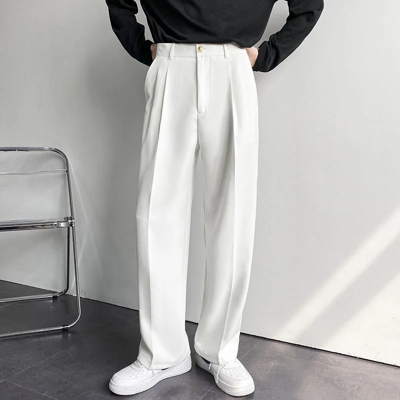 Privathinker, Белый однотонный мужской костюм с широкими штанинами, Повседневные брюки 2023, Новые модные брендовые мужские брюки, Мешковатые брюки в корейском стиле, Одежда
