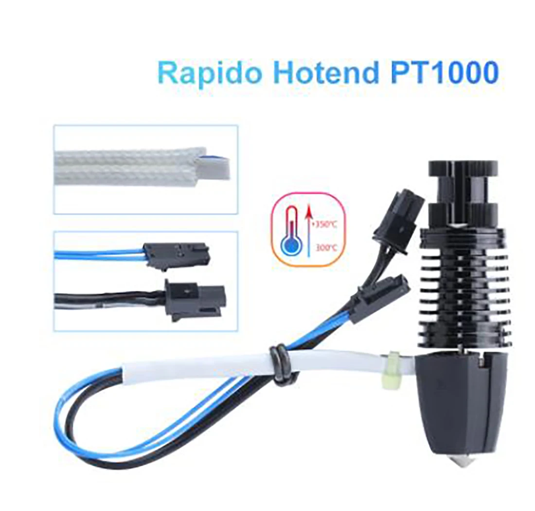 Rapido Hotend PT1000 Скорость печати до 75 мм3/с 115 Вт Высокая Температура 350C для экструдера DDB Ender3 V2 CR10 V3