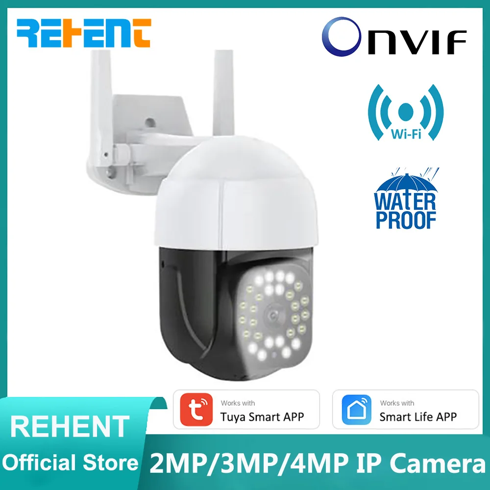 REHENT Tuya 4MP WiFi Камера Поддержка ONVIF Автоматическое Отслеживание Безопасности Домашнего видеонаблюдения IP Наружная PTZ Камера С Портом RJ45
