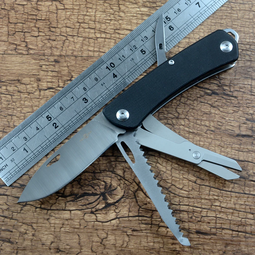 TWOSUN TS206 Многофункциональный Складной Нож 14C28N с атласным лезвием, ручка G10, 3 цвета, Инструменты для Кемпинга, Охоты, EDC