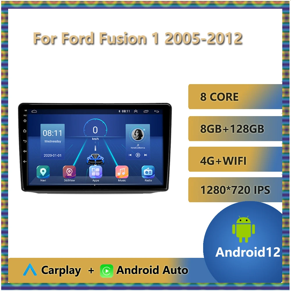 Автомобильный радиоприемник Android 12, мультимедийный стереоплеер для Ford Fusion 1 2005 - 2012 8- Авторадио с разделенным экраном Core 2 Din, Bluetooth FM AM