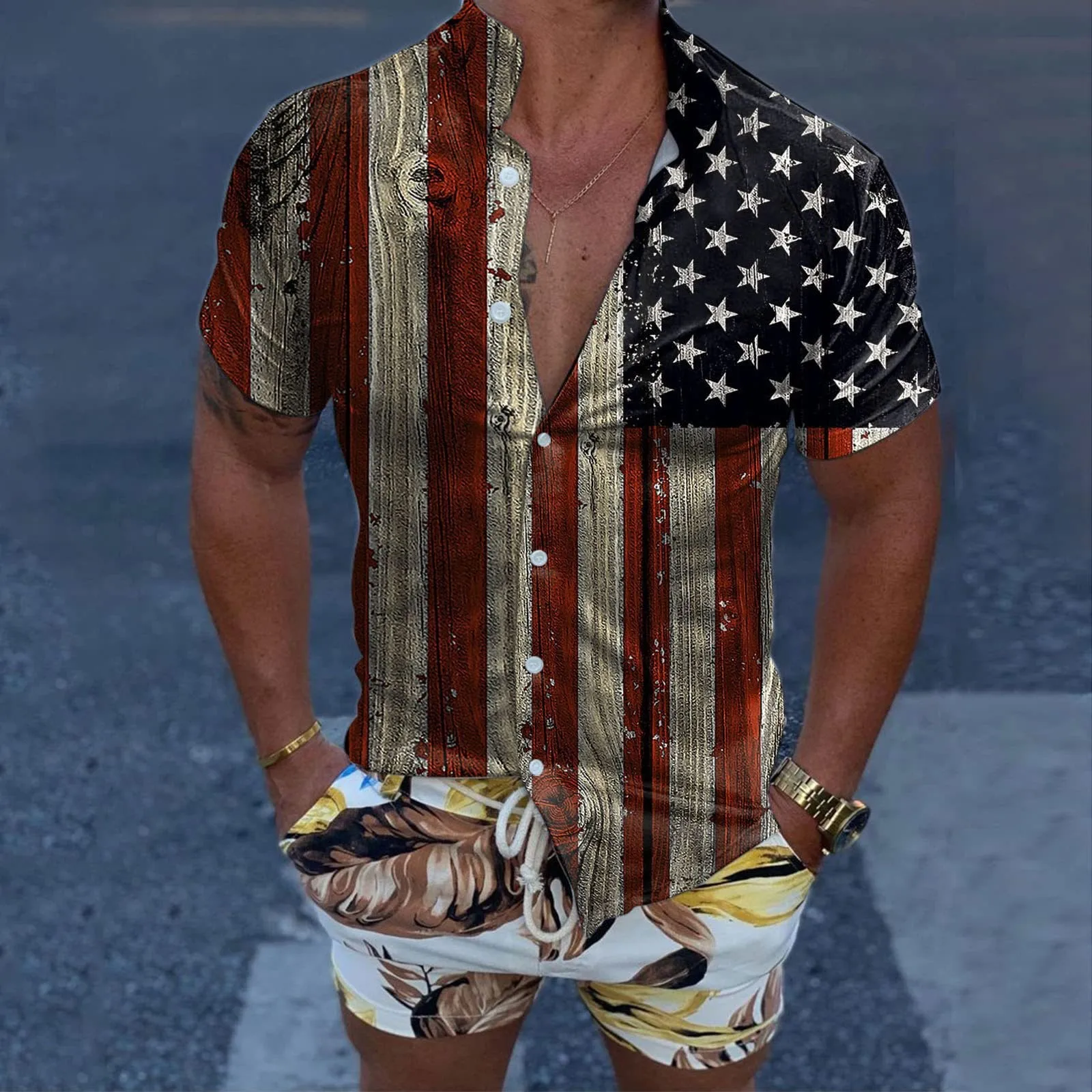 Американские рубашки для мужчин С рисунком флага, рубашка с короткими рукавами, рубашка Ко Дню Независимости, Топы, Футболки Оверсайз, Свободная мужская одежда США 5XL