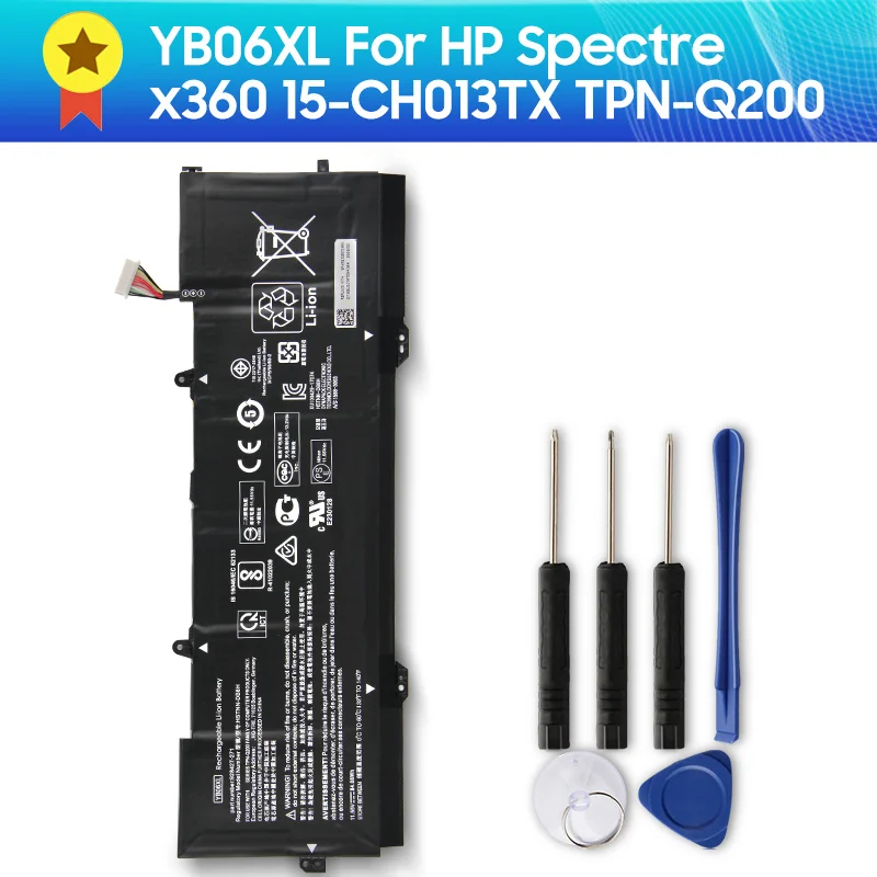 Аутентичный Сменный аккумулятор YB06XL HSTNN-DB8H Для HP Spectre x360 15-CH013TX TPN-Q200 Большой емкости 84,08 Втч 11,55 В 7280 мАч