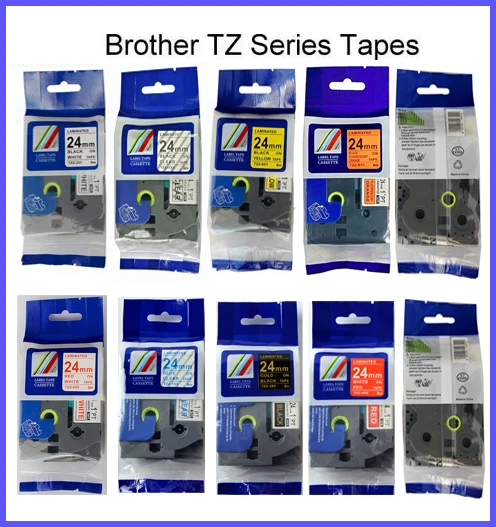 Бесплатная доставка 6PK смешанных цветов 24 мм Brother P-touch tz лента tze151, TZe 251, TZ-551, TZ 651, tz-751, tze 851 для brother label maker