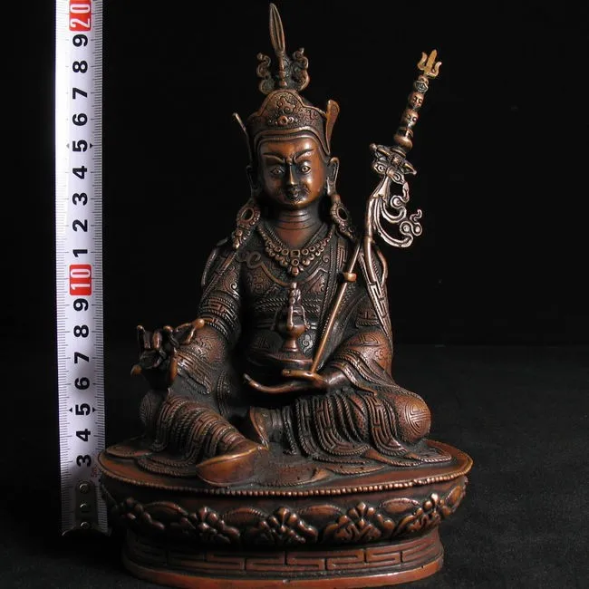 Бесплатная доставка Старый буддизм Тибетская Бронзовая Статуя Будды Падмасамбхавы 8.3 