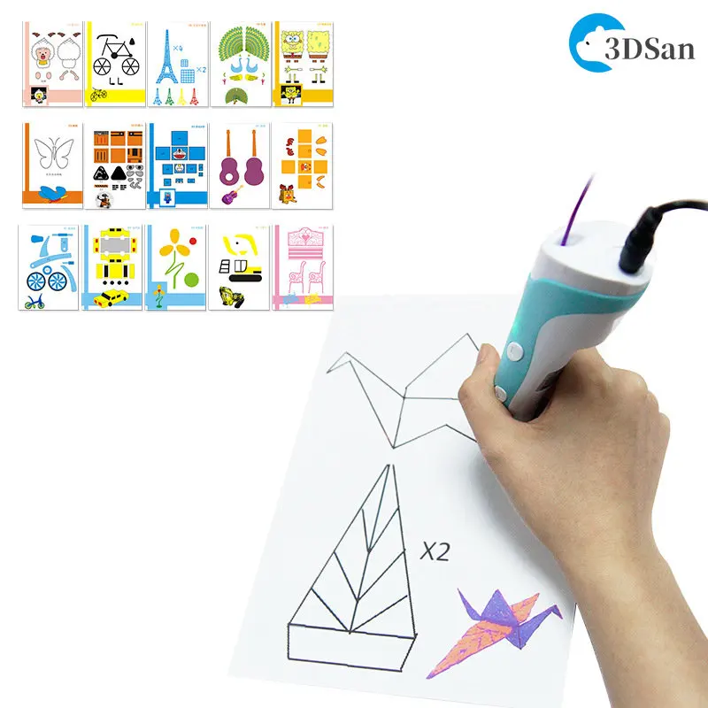 Бумага для 3D-печати ручкой, 20 Листов, 40 узоров с прозрачными трафаретами, аксессуары для 3D-ручки, инструменты для рисования для детей и взрослых
