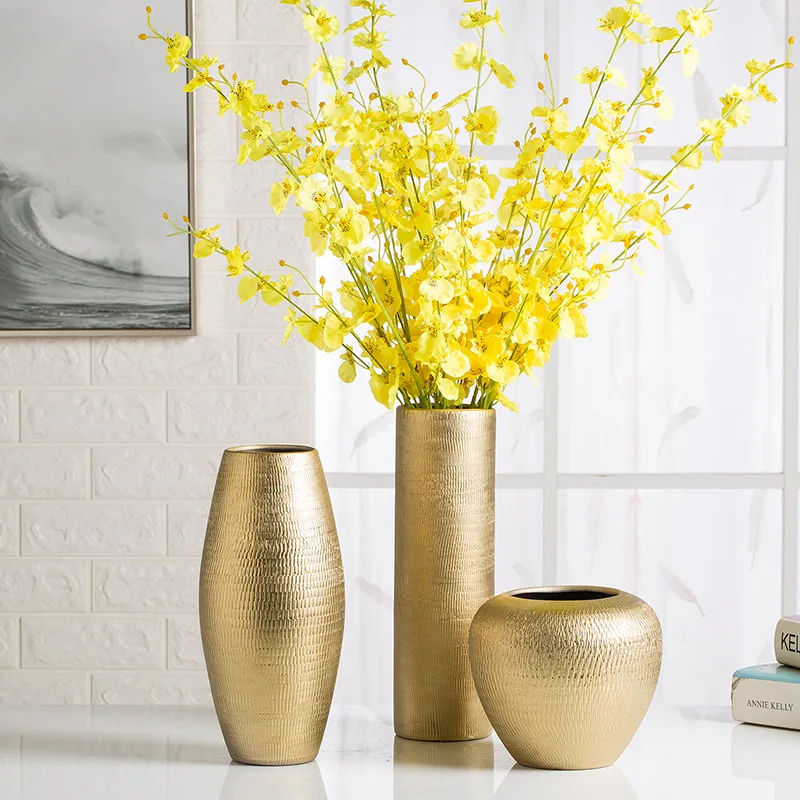 Ваза с Гальваническим покрытием из золота, Керамический шар, вазы для цветов, современный художественный горшок для интерьера Дома, гостиной, офиса, украшения, подарки