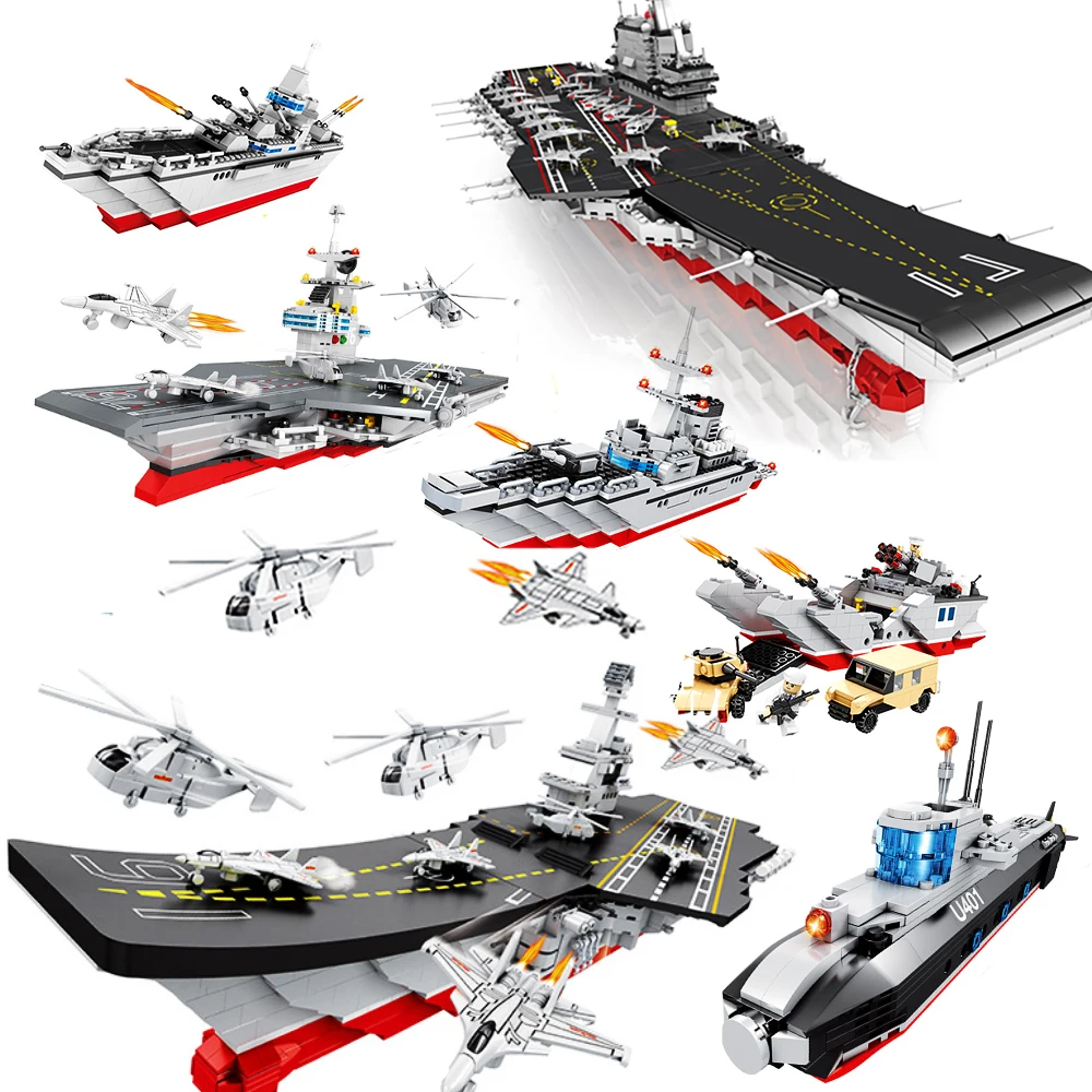 Военный боевой корабль, модель лодки, строительный разрушитель, наборы самолетов, военный корабль-носитель, Разрушитель оружия, Кирпичи, игрушка для друзей