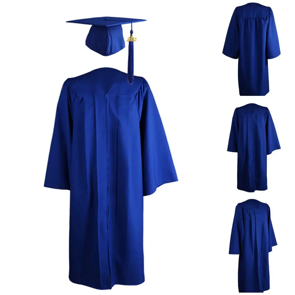Выпускное платье для взрослых 2023, Университетское академическое платье с длинным рукавом, Застежка-молния, Плюс размер, Выпускное платье, Халат