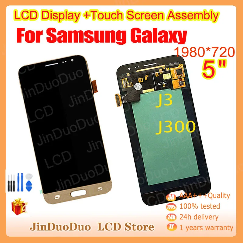 Высокое Качество Для Samsung Galaxy J3 J300 Сенсорный экран ЖК-дисплей дигитайзер в сборе для Samsung J3 2015 LCD