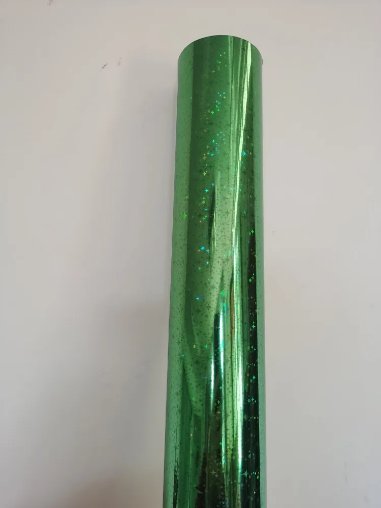 Голографическая фольга горячего тиснения фольгой зеленого цвета с рисунком маленькой звезды E13 горячего прессования на бумаге или пластиковой фольге для тиснения