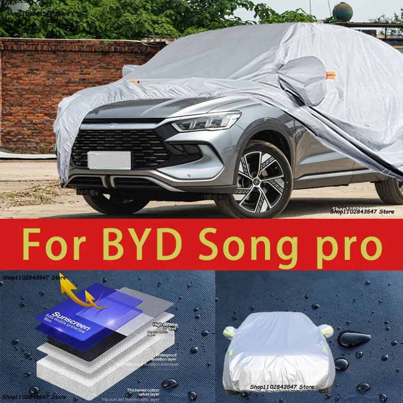 Для BYD Song Pro Наружная защита, полные автомобильные чехлы, Снежный покров, Солнцезащитный козырек, Водонепроницаемые Пылезащитные внешние автомобильные аксессуары