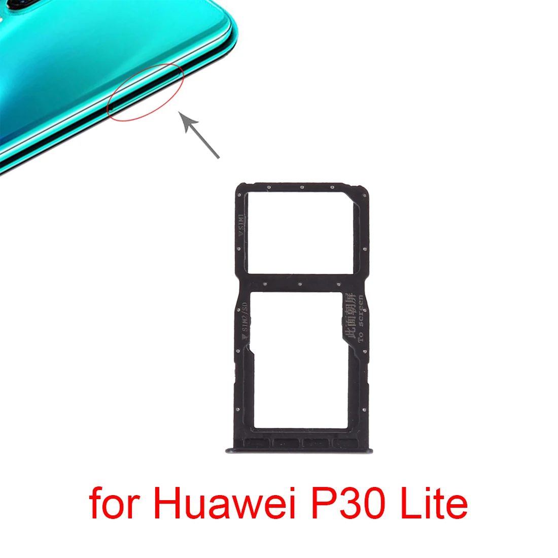 Для Huawei P30 Lite Лоток для SIM-карт + Лоток для SIM-карт / Micro SD-карта для Huawei P30 Lite