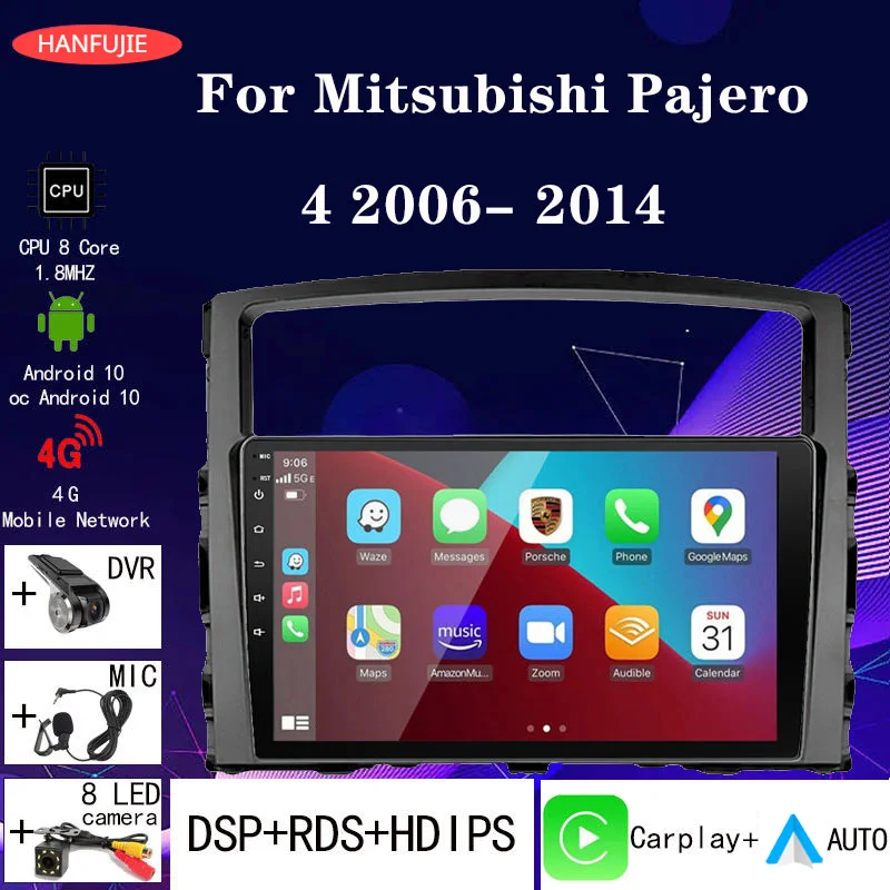 Для Mitsubishi Pajero 4 V80 V90 2006-2014 Android 10 Автомобильный Радиоприемник Стерео 2Din RDS Carplay Без DVD Мультимедийный плеер GPS 4G
