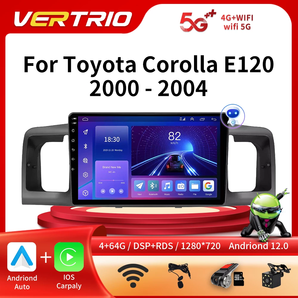 Для Toyota Corolla E120 E 120 BYD F3 2007-2011 DSP IPS 4G RAM Android 12,0 4G NET Автомобильный радио мультимедийный видеоплеер Carplay DVD