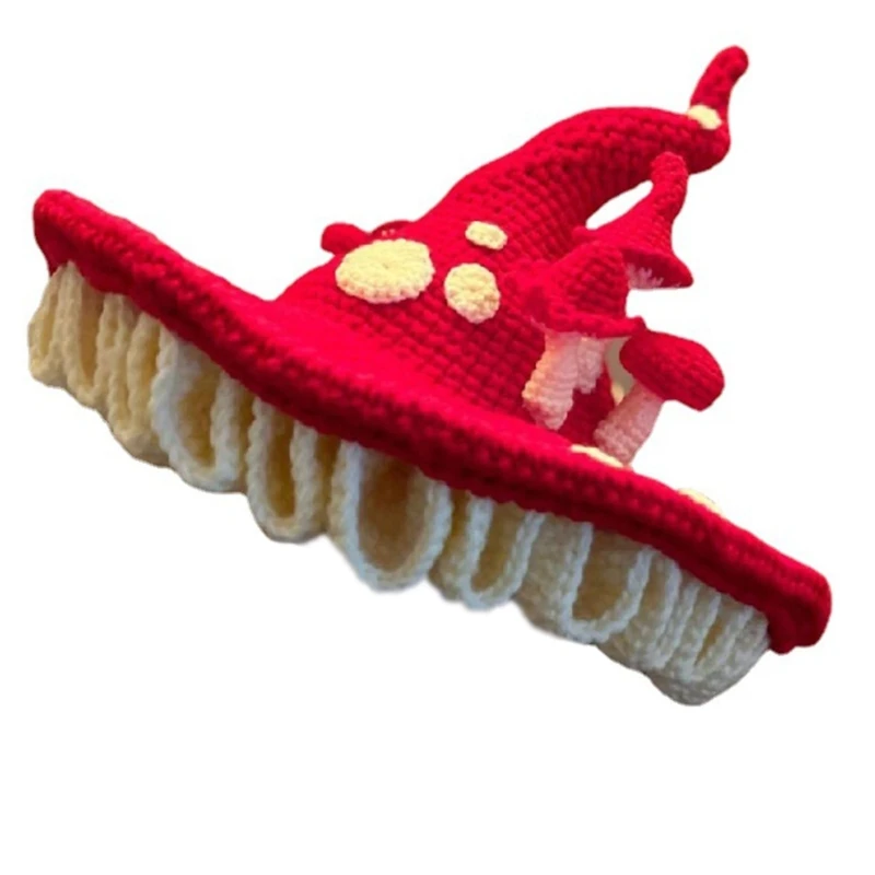 Женская шляпа гриба Злой ведьмы на Хэллоуин, вязаная для вечеринки, аксессуары для костюмов для косплея, реквизит для фотографий для девочек R7RF