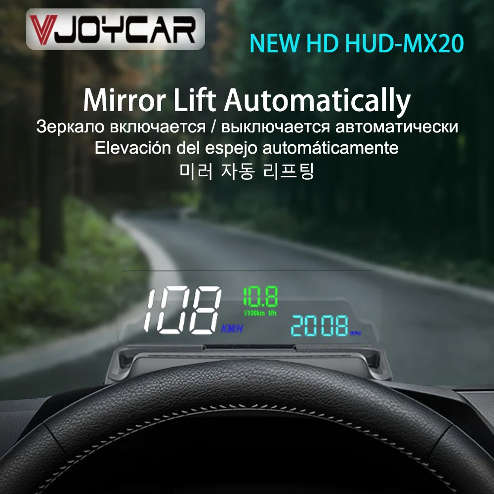 Зеркало HUD MX20, Головной дисплей, OBD2, Winshield, Спидометр, Проектор скорости, Расход масла, Автомобильные Аксессуары, Охранная Сигнализация