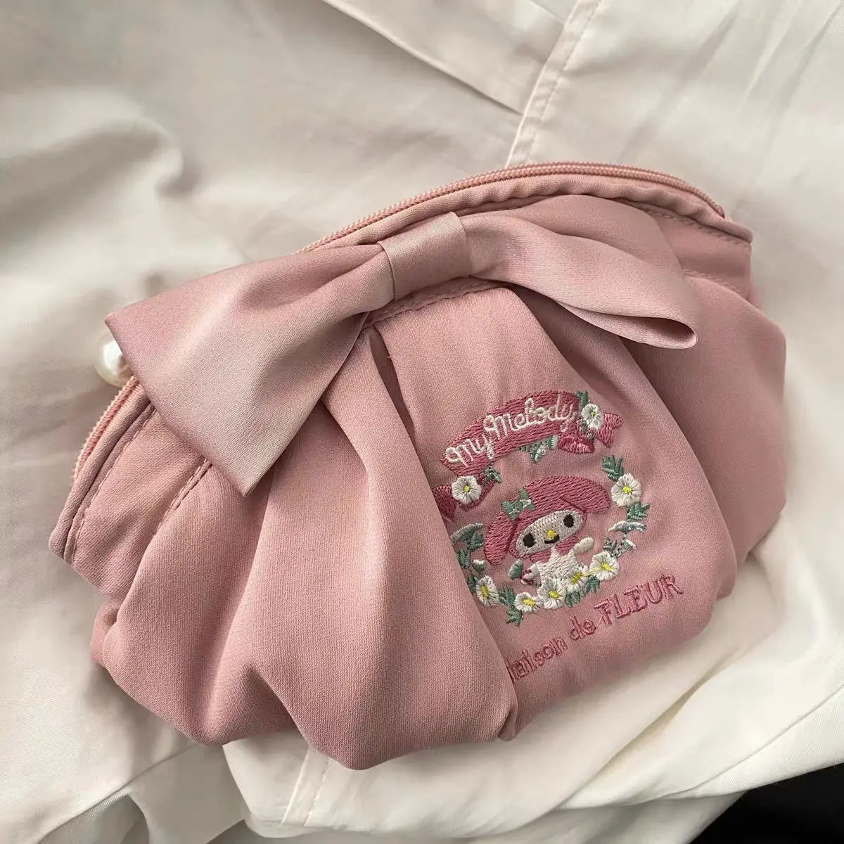 Косметичка My Melody Hello Kitty, сумочка Sanrio, сумка в виде ракушки, Кавайный бантик, Жемчужная сумка для хранения макияжа, Дорожные портативные подарки для девочек