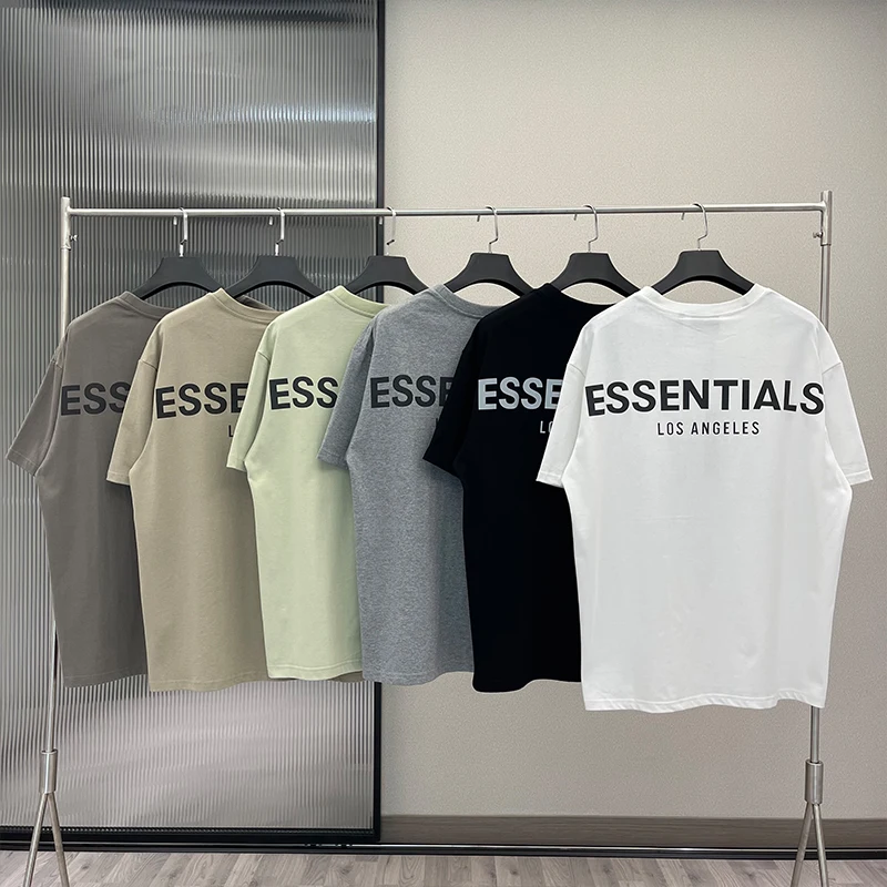 Летняя Новая мужская футболка Essentials со Светоотражающими буквами из 100 хлопка High Street с коротким рукавом в стиле хип-хоп, Свободные Футболки Унисекс Оверсайз