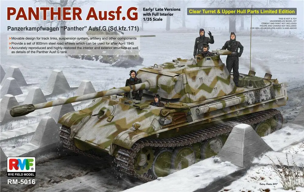 Модели Rye Field 1/35 PANTHER Ausf.G Ранних / поздних версий с полным салоном # 5016 RMF Model Kit