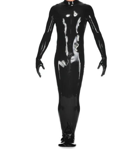 Мужской черный комбинезон из латексной резины Gummmi для ролевых игр, для особых случаев, ручная работа, 0,4 мм, мода XS-XXL