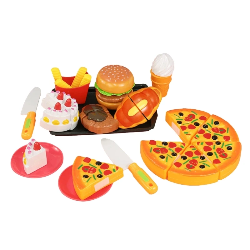 Набор игрушек для быстрого питания, кухонные принадлежности для ролевых игр, включая Бургер, Картофель Фри, мороженое, Пиццу, подарок для детей